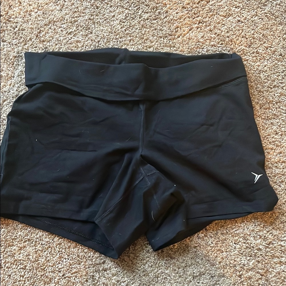 Old Navy Black Athletic Maternity Shorts with Stretchy Fabric and Wide Waistband